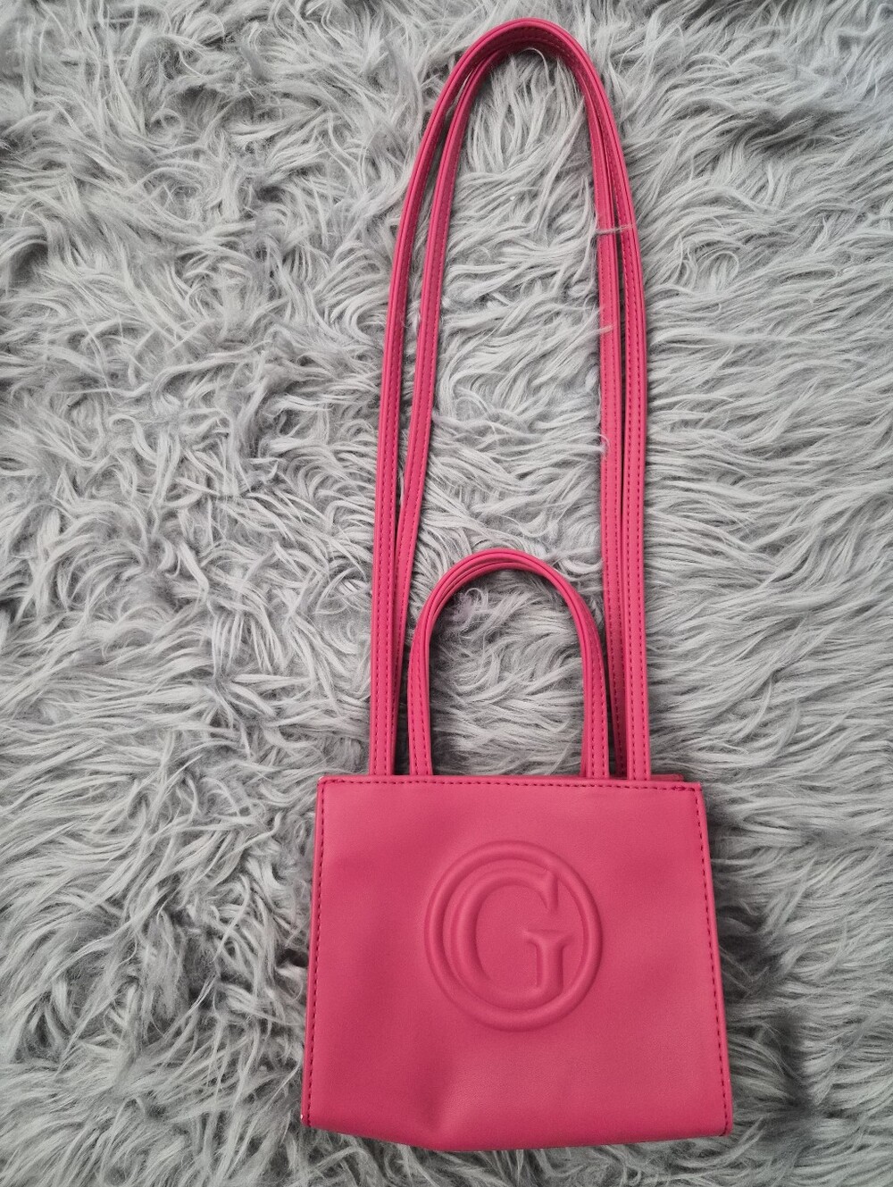 Vibrant Red GUESS Embossed Mini Tote / Shoulder Bag